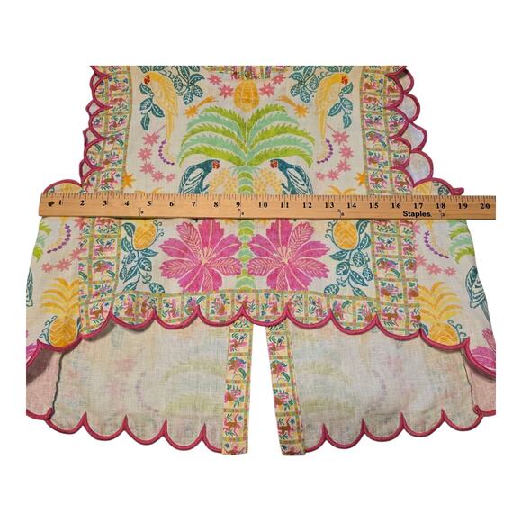 Farmrio Fruits Queen Crop Top 100% Linen Womens Size Medium Embroidered Tropical - Picture 6 of 10